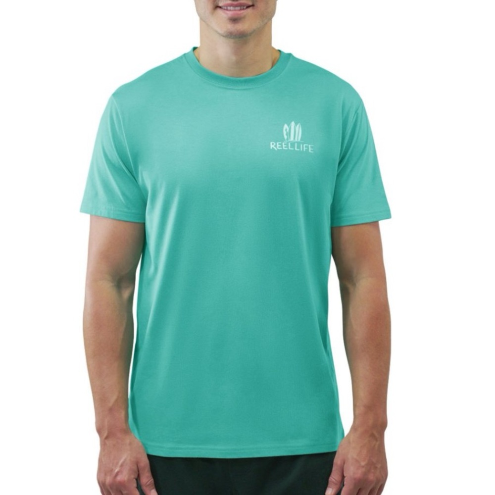 Men's Turquoise Shirt reel life short sleeve xxl